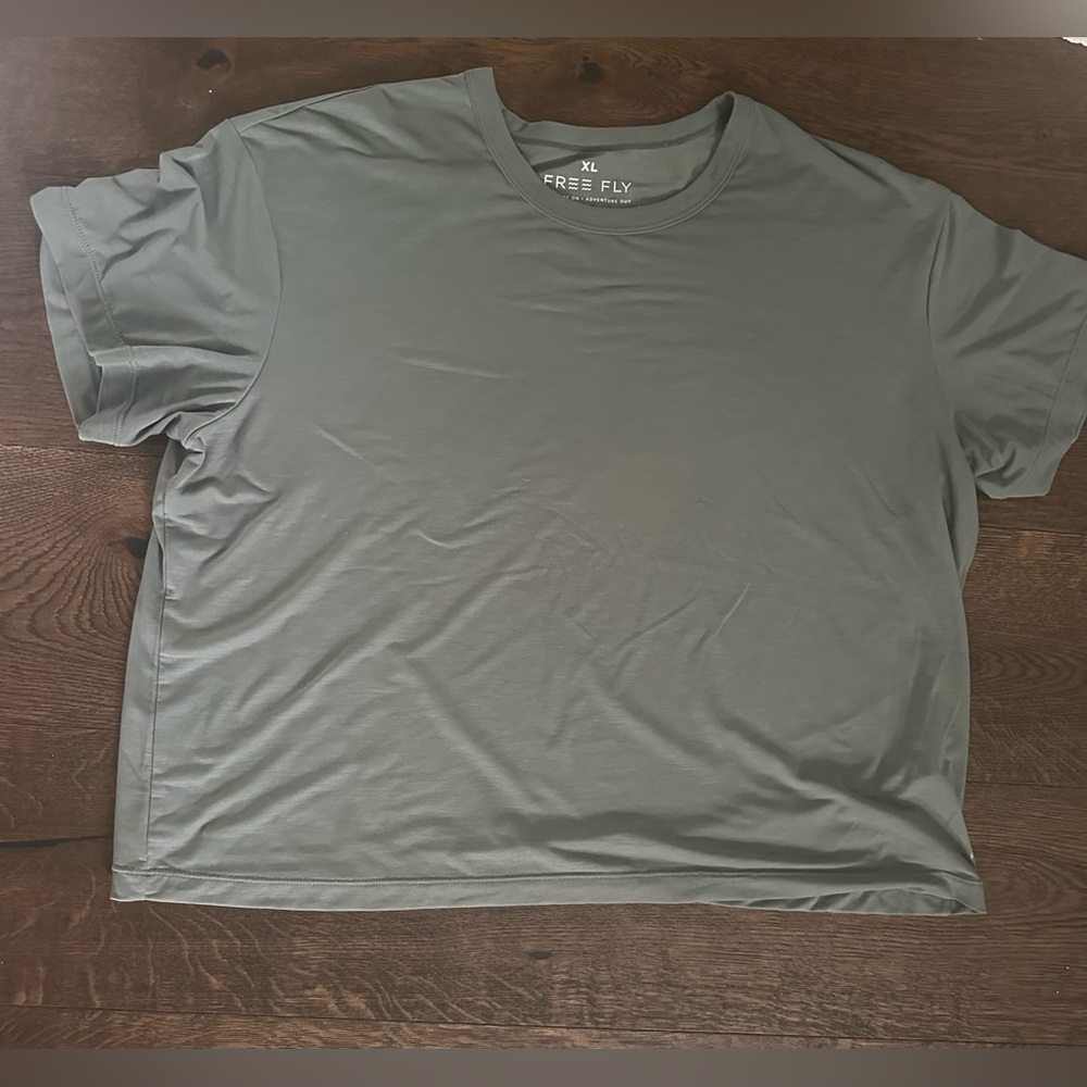 Free Fly Olive Green Short Sleeve Tee Relaxed Fit
